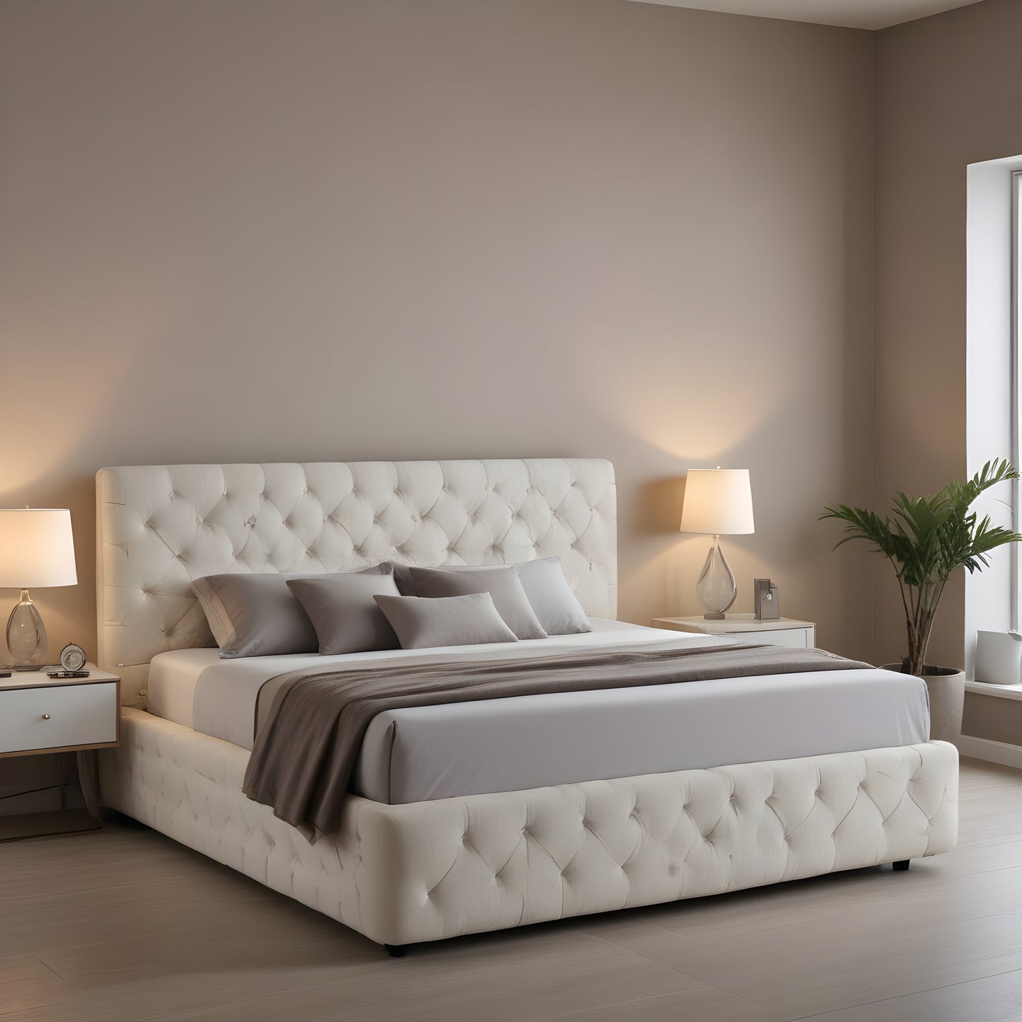 Tefune Upholstered Diamond Tufted Bed